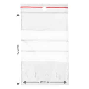 Kleine ziplock zakjes, ook wel wietzakjes genoemd met een afmeting van 80x120mm