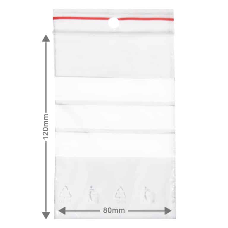 Kleine ziplock zakjes, ook wel wietzakjes genoemd met een afmeting van 80x120mm