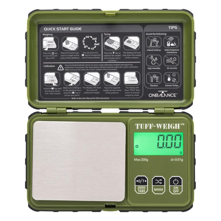 Grammen wegen met de digitale weegschaal Tuff-Weigh 200
