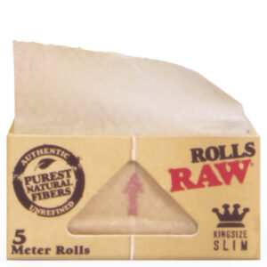 RAW Classic smal vloeipapier is een bruine, dunne vloei op rol.