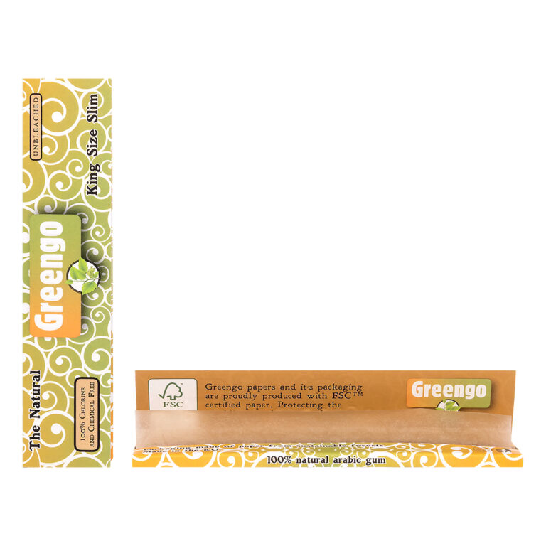 Greengo King Size Slim ongebleekte lange vloeitjes in een pakje