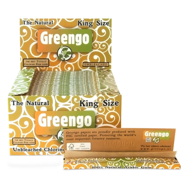 Greengo King Size natuurlijke ongebleekte lange vloei in een doos