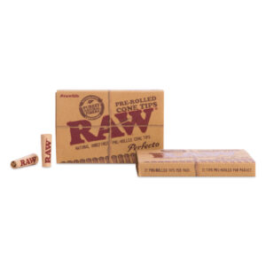 RAW voorgedraaide conische filtertips in een doosje