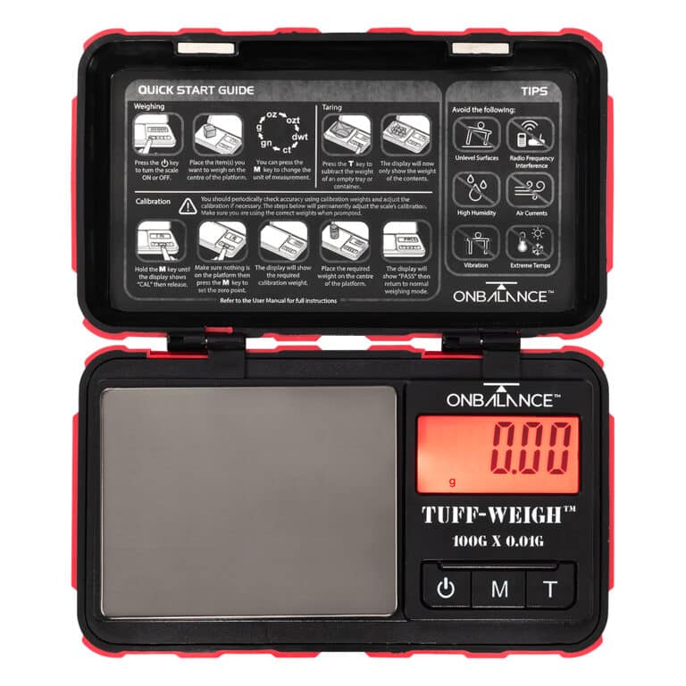 Grammen wegen met de digitale weegschaal Tuff-Weigh 100