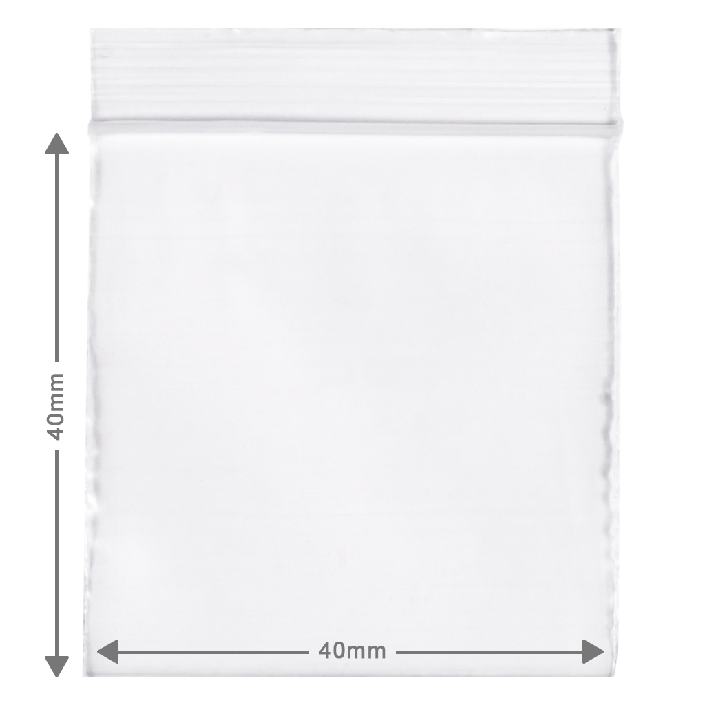 Kleine ziplock zakjes 40x40mm 50µ 100 stuks Kleine wietzakjes, ook wel ziplock bags genoemd hebben een afmeting van 4x4cm