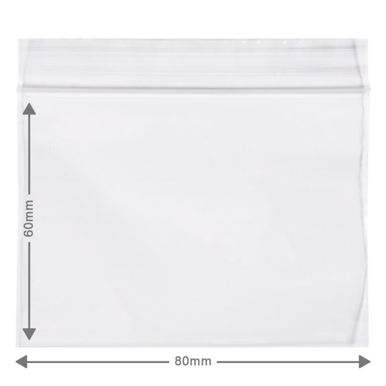 Kleine hersluitbare zakjes, ook wel ziplock zakjes genoemd hebben een afmeting van 8x6cm