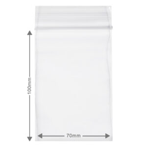Kleine gripzakjes, ook wel ziplock bags genoemd hebben een afmeting van 7x10cm