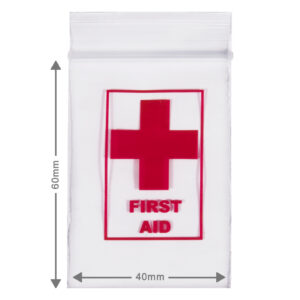 Kleine ziplock zakjes met first aid print, ook wietzakjes genoemd hebben een afmeting van 4x6cm