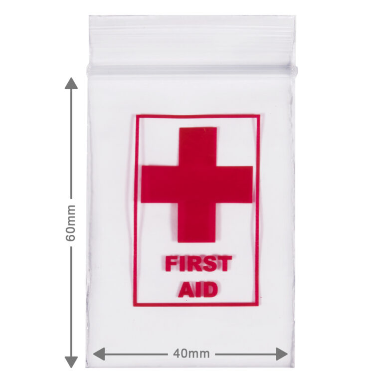 Kleine ziplock zakjes met first aid print, ook wietzakjes genoemd hebben een afmeting van 4x6cm