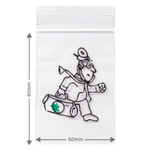 Kleine gripzakjes met Dokter print, ook ziplock bags genoemd hebben een afmeting van 6x8cm