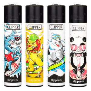 Navulbare, grappige aansteker van Clipper met Funsport Animals print