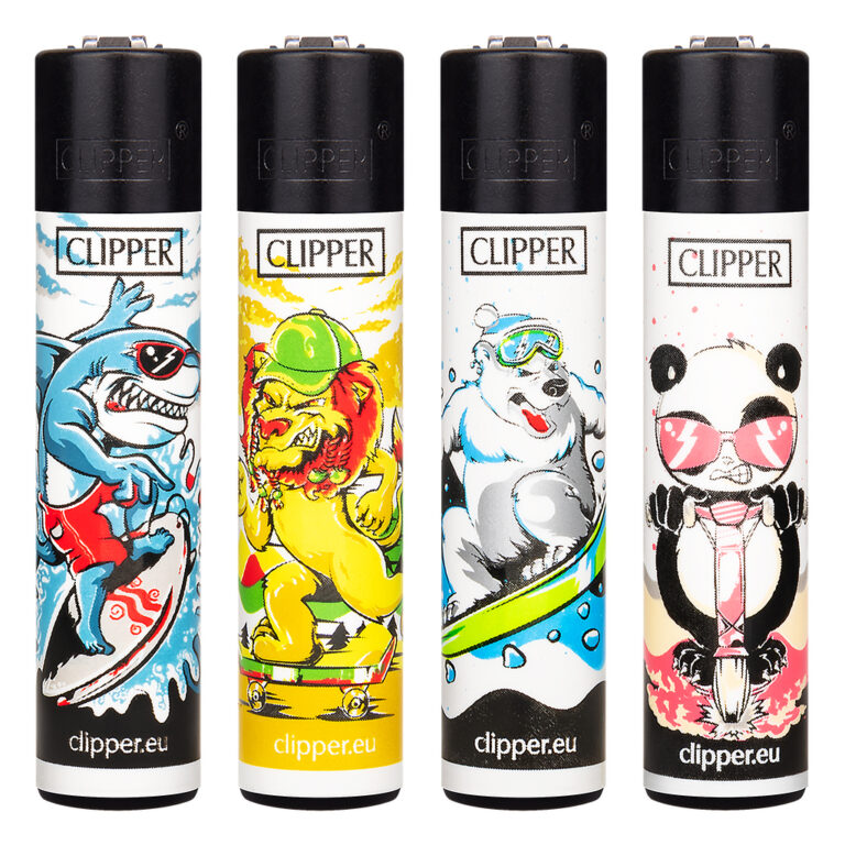 Navulbare, grappige aansteker van Clipper met Funsport Animals print