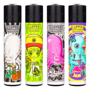 Navulbare, grappige aansteker van Clipper met Octopusse print