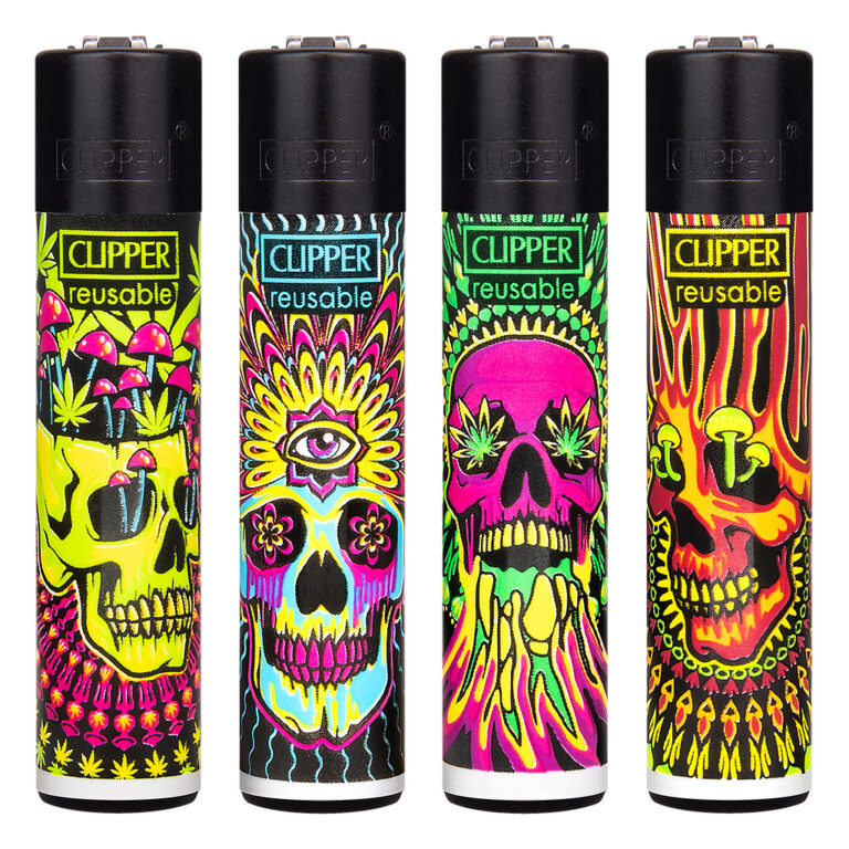 Clipper navulbare aansteker met Trippy Skulls print