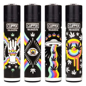 Clipper navulbare aansteker met …420 Rainbow print met regenboog en wietblad