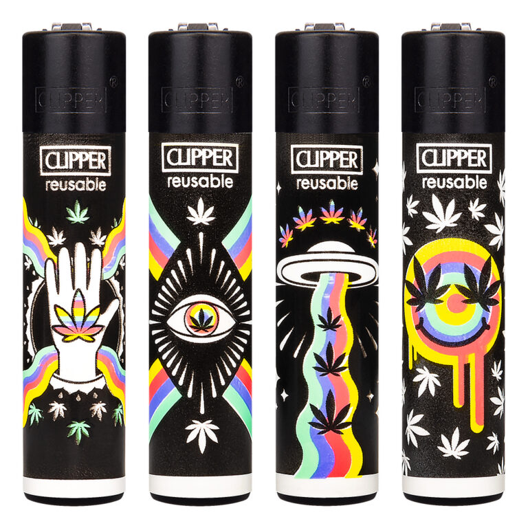 Clipper navulbare aansteker met …420 Rainbow print met regenboog en wietblad