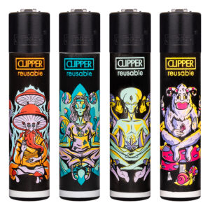 Navulbare, grappige aansteker van Clipper met Alien Guru print