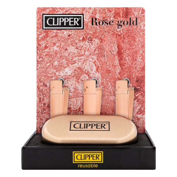 Coole metalen Rose Goud Clipper aanstekers in luxe giftbox