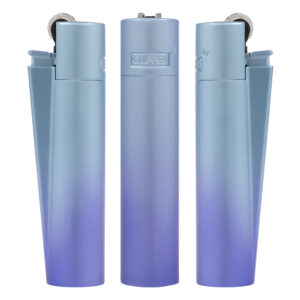 Clipper Blue Gradient metalen aanstekers met blauw verloop en matte afwerking