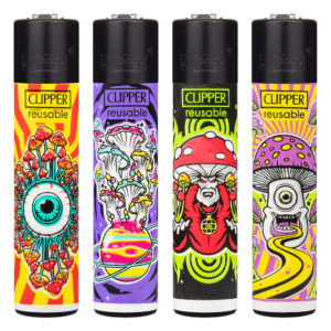 Navulbare, grappige aansteker van Clipper met Shrooms #10 print met paddo's