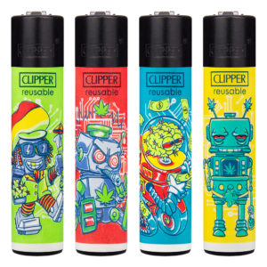 Clipper navulbare aansteker met 420 Robots print met wietblad