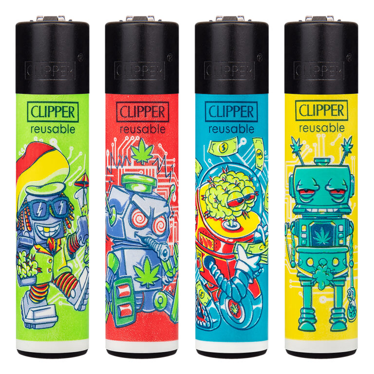 Clipper navulbare aansteker met 420 Robots print met wietblad