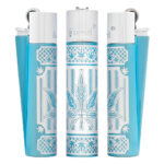 Luxe Clipper aanstekers van metaal met Good Grass print op een blauwe aanstekers