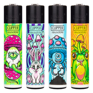 Navulbare, grappige aansteker van Clipper met Shrooms #11 print met paddo's