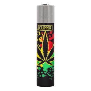 Clipper navulbare aansteker met Rastafari Leaf print met wietblad in rasta kleuren