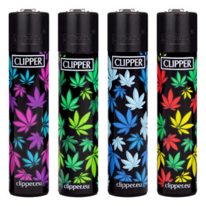 Clipper navulbare aansteker met Leaves #29 print met gekleurde wietbladeren