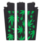 Luxe Clipper aanstekers van metaal met Green Leaves print met wiet blad