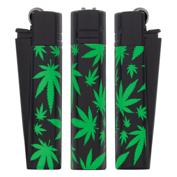 Luxe Clipper aanstekers van metaal met Green Leaves print met wiet blad