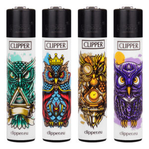 Navulbare, grappige aansteker van Clipper met Owls #2 print met een uil in verschillende varianties