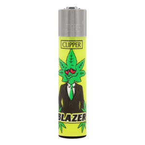 Navulbare, grappige aansteker van Clipper met Blazer print met wietblad