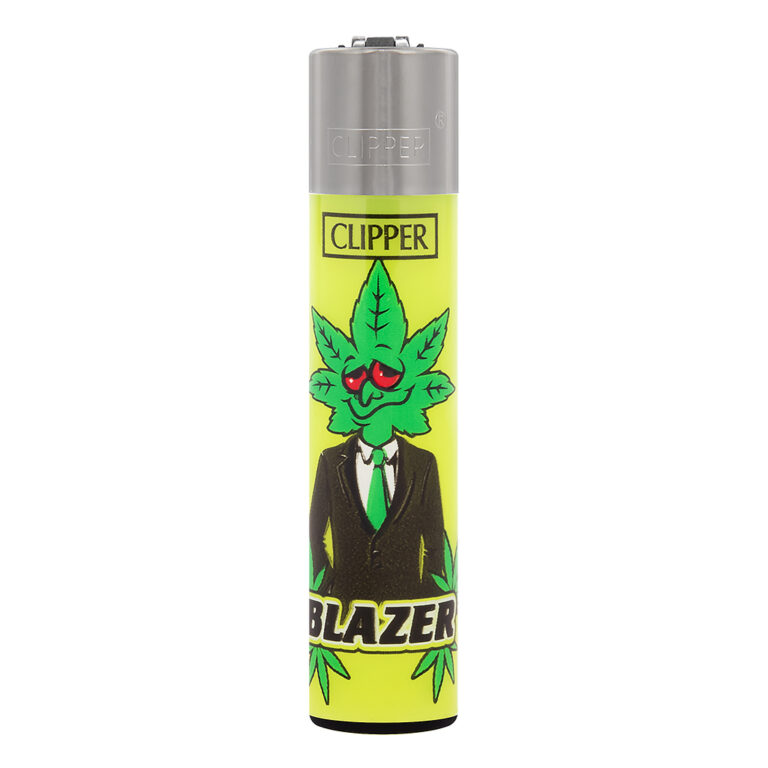 Navulbare, grappige aansteker van Clipper met Blazer print met wietblad