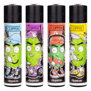 Navulbare, grappige aansteker van Clipper met 420 Buddies print