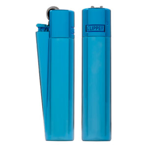 Clipper metalen aanstekers Deep Blue met een glanzende blauwe afwerking