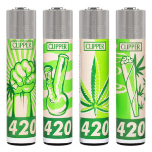 Navulbare, grappige aansteker van Clipper met 420 Collection print met wietblad voor stoners