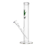 Glazen bong G52M is 40cm hoog en gemaakt van sterk glas met een wietblad en het Black Leaf logo