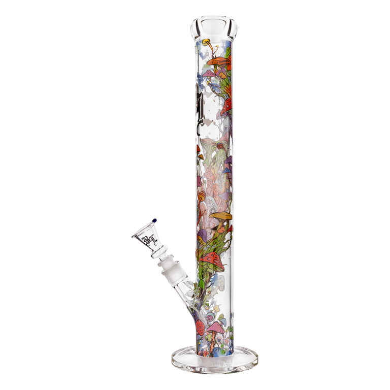 Grote glazen bong van Black Leaf met een print van een paddestoelen boom