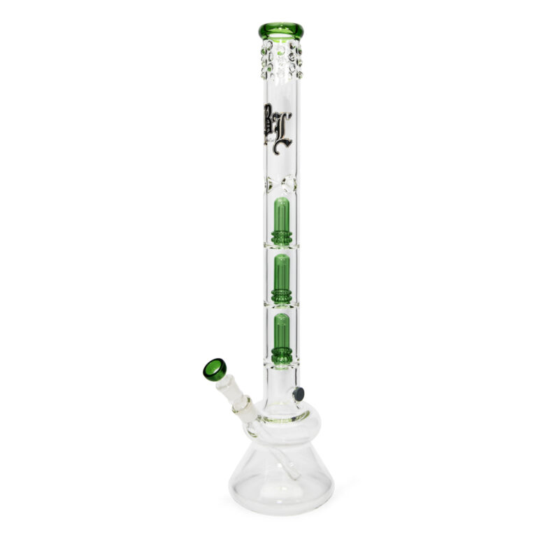Mrs. Bombastic ice bong 65cm groen is een grote ijsbong met 3 percolators en meerdere kamers om rook te koelen en filteren