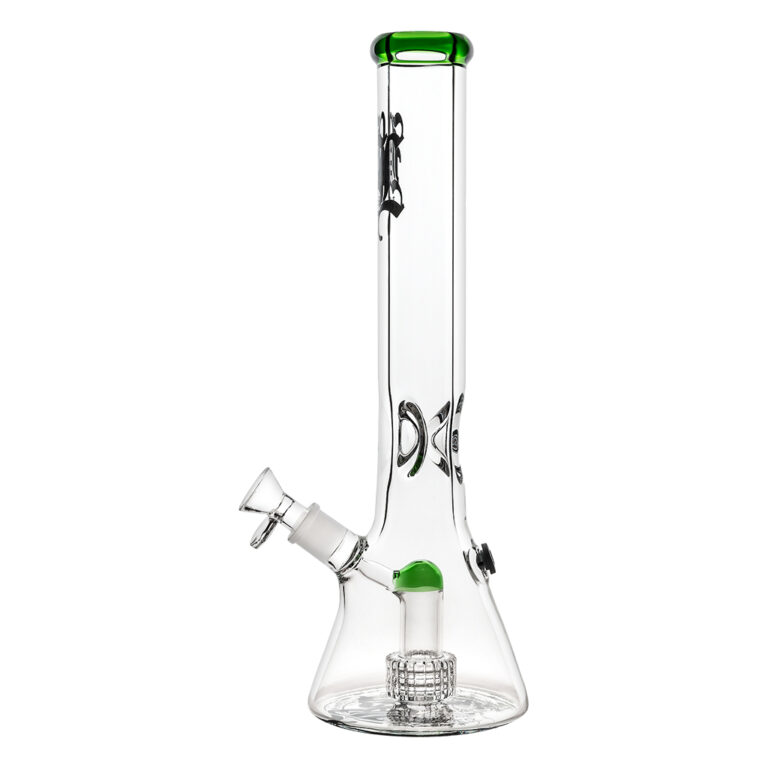 Beaker Ice bong drum Percolator 40cm groen van Black Leaf heeft een perc voor het filteren en koelen van de rook
