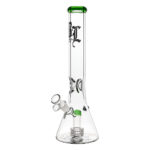 Beaker Ice bong drum Percolator 40cm groen is voorzien van een perc en het Black Leaf logo