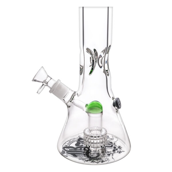 Beaker glazen ice bong met drum percolator van Black Leaf voor een zachtere rook ervaring