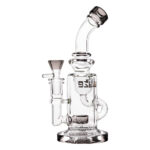 Glazen Bong voor kruiden en olie met drum Percolator grijs om de rook te filteren