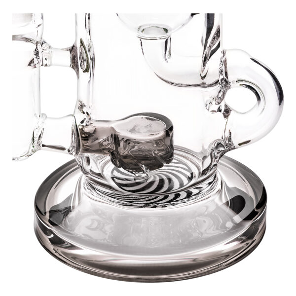 Glazen waterpijp met grijze drum percolator en print