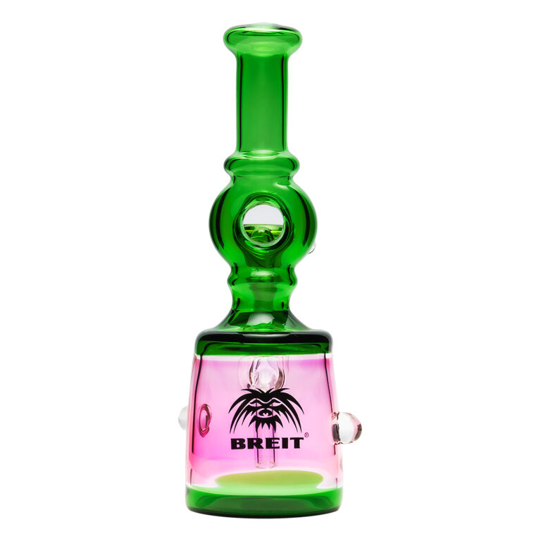 Glazen mini bong groen roze met Breit logo