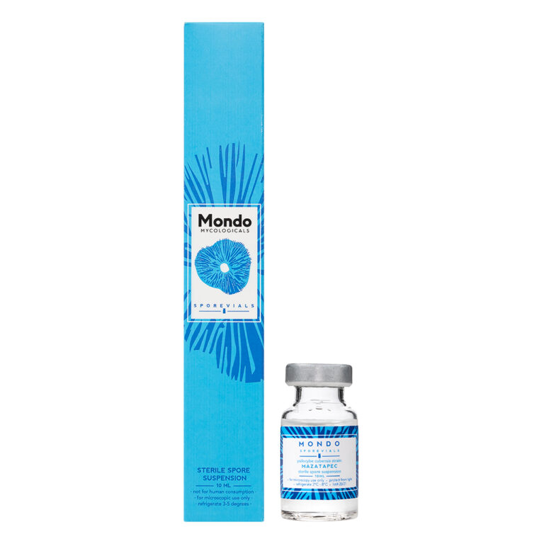 Paddo sporenflesje Mazatapec met sporenspuit met sporen van de magic mushroom Psilocybe Cubensis Mazatapec.
