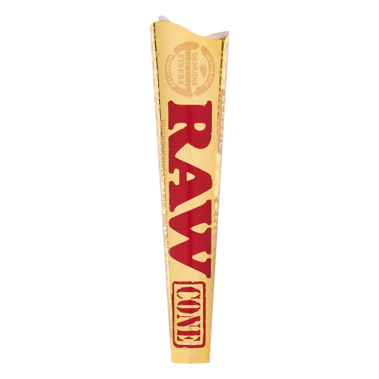 RAW Ethereal Pre rolled cones zijn ongebleekte, natuurlijke, voorgedraaide joint hulzen van ultra dunne vloei met tip voor wiet en hasj joints in een verpakking met 3 cones.