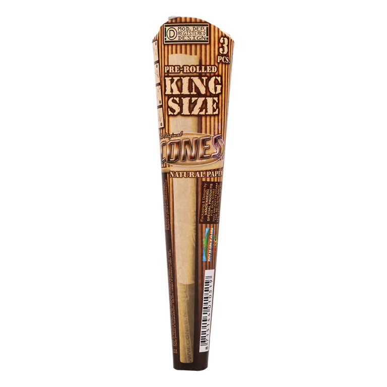 Pre-rolled cones Natural King Size 11cm zijn ongebleekte, natuurlijke, voorgedraaide joint hulzen met tip voor wiet en hasj joints in een verpakking met 3 cones.